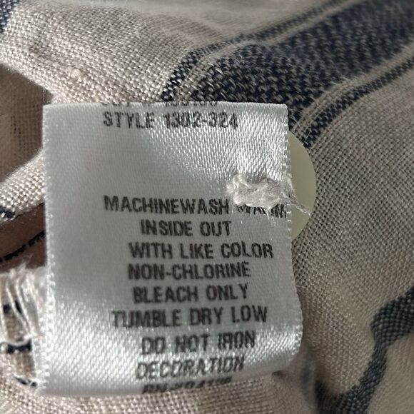 Free People x CP Shades Linen Striped Button Up Shirt Top Tan Navy Blue Sz. S - Picture 12 of 13